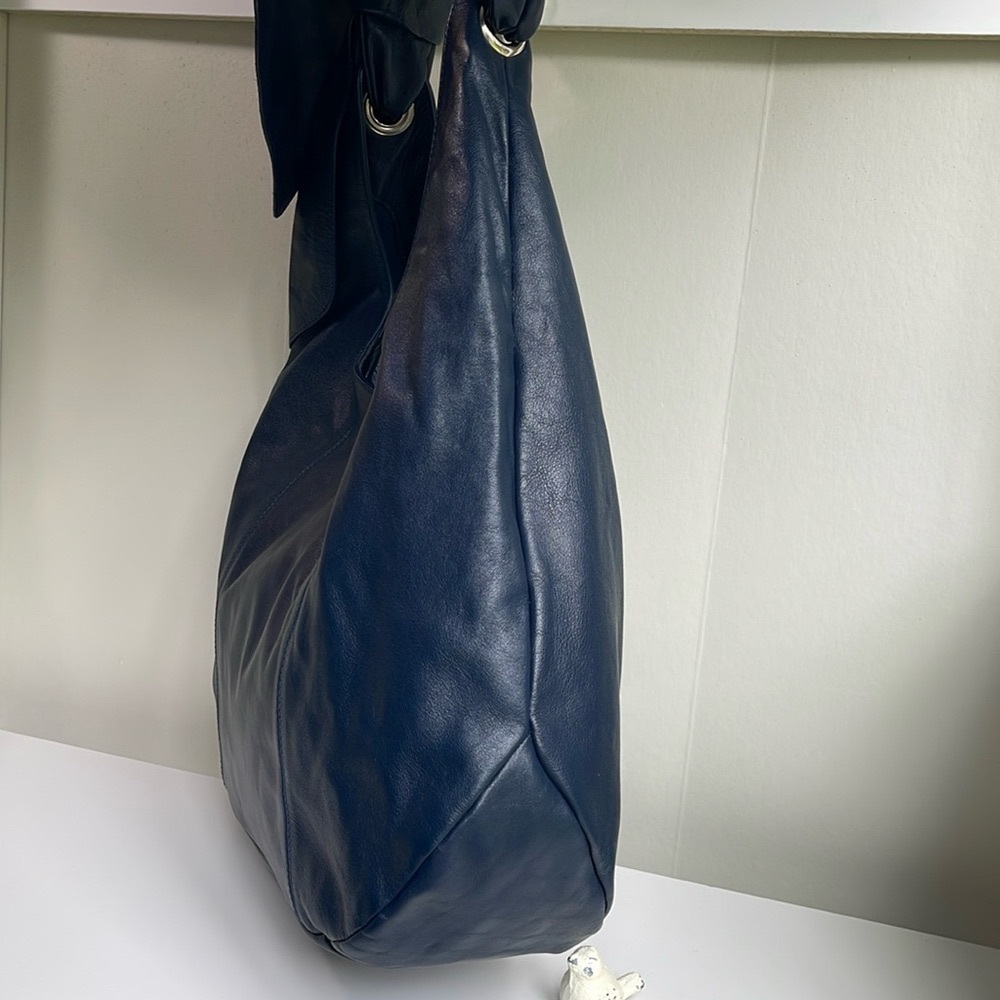 Furla Genuine Leather Hobo Shoulder Bag Navy - Picture 6 of 17